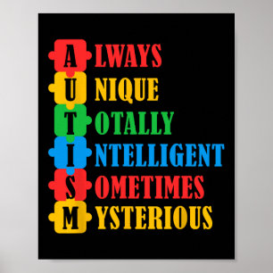 Autism Awareness Unique Intelligent Mysterious 3 Poster