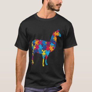 Autism Awareness Vibrant Puzzle Minimalist Llama A T-Shirt