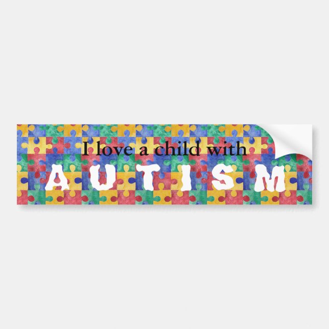 Autism Awareness watercolor puzzle bumper sticker (Front)
