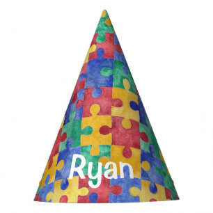 Autism Awareness watercolor puzzle hat