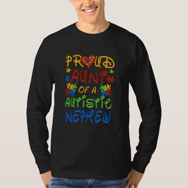 Autism Awareness Wear Proud Aunt Of Nephew Men Wom T-Shirt (Front)