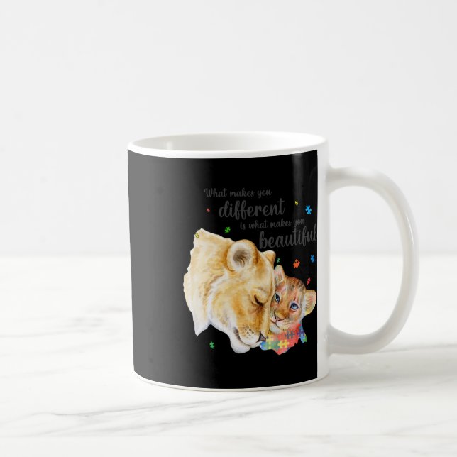Autism Awareness What Makes You Different Lion Mum Coffee Mug (Right)
