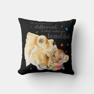 Autism Awareness What Makes You Different Lion Mum Cushion