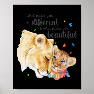 Autism Awareness What Makes You Different Lion Mum Poster