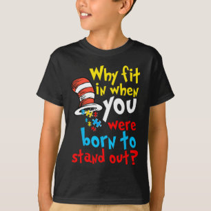 Autism Awareness Why Fit In Doctor Teacher Cat In T-Shirt