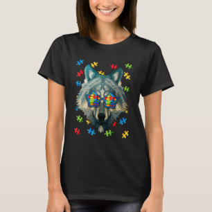 Autism Awareness Wolf Puzzle Sunglasses Autistic K T-Shirt