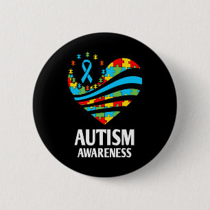 Autism Awareness  Women Heart Support Autistic Kid 6 Cm Round Badge