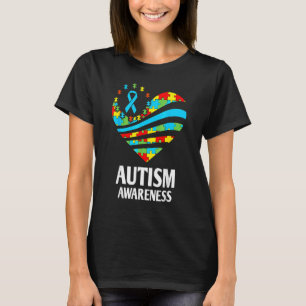 Autism Awareness Women Heart Support Autistic Kid T-Shirt