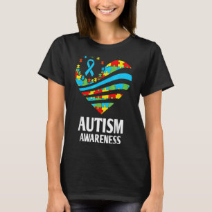 Autism Awareness Women Heart Support Autistic Kid T-Shirt