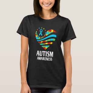Autism Awareness Women Heart Support Autistic Kid T-Shirt