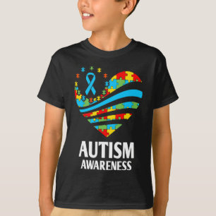Autism Awareness Women Heart Support Autistic Kids T-Shirt