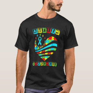 Autism Awareness Women Heart Support Autistic Kids T-Shirt