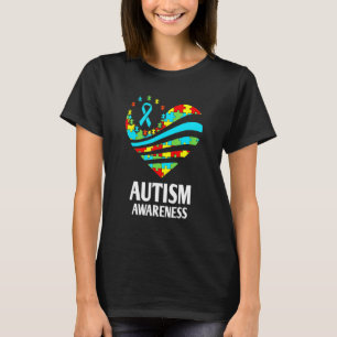 Autism Awareness Women Heart Support Autistic Kids T-Shirt