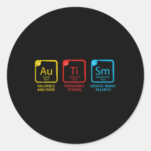 Autism Awareness Women Men Kids Elements Periodic  Classic Round Sticker