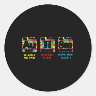 Autism Awareness Women Men Kids Elements Periodic  Classic Round Sticker