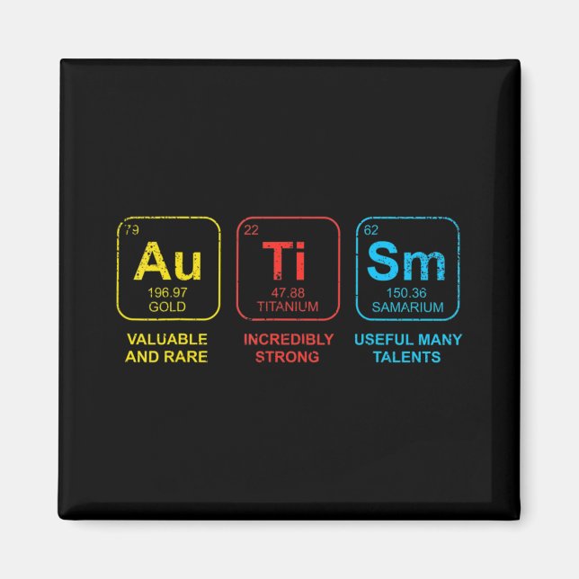 Autism Awareness Women Men Kids Elements Periodic  Magnet (Front)