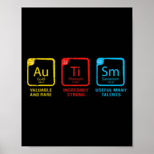 Autism Awareness Women Men Kids Elements Periodic Poster