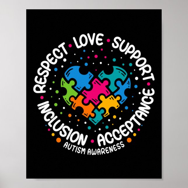 Autism Awareness  Women Men Respect Love Support A Poster (Front)