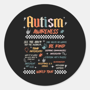 Autism Awareness World Tour Be Kind Acceptance Is Classic Round Sticker