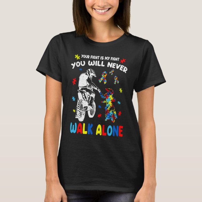 Autism Awareness You Will Never Walk Alone Support T-Shirt (Front)