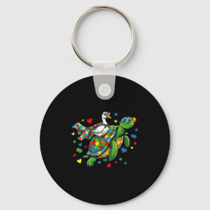 Autism awarenessturtle duck goose puzzle heart key ring