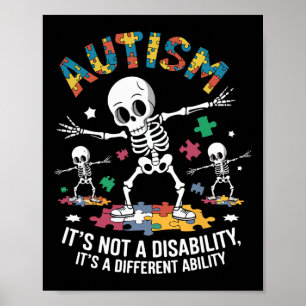 Autism Awereness - Skeleton Dabbing Autistic Kids Poster