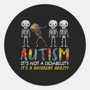 Autism Awerness - Skeleton Dabbing Autistic Kids A Classic Round Sticker