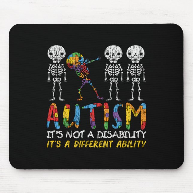 Autism Awerness - Skeleton Dabbing Autistic Kids A Mouse Pad (Front)