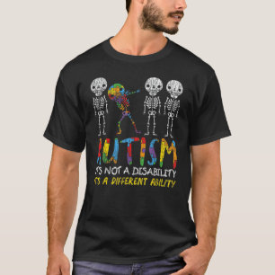 Autism Awerness Skeleton Dabbing Autistic Kids Awa T-Shirt