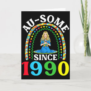 Autism Awesome Ausome Since 1990 Happy 36th Birthd Card