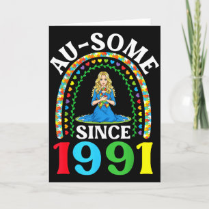 Autism Awesome Ausome Since 1991 Happy 35th Birthd Card