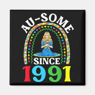 Autism Awesome Ausome Since 1991 Happy 35th Birthd Magnet
