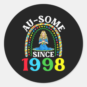 Autism Awesome Ausome Since 1998 Happy 28th Birthd Classic Round Sticker