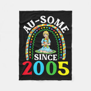 Autism Awesome Ausome Since 2005 Happy 21st Birthd Fleece Blanket