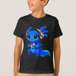 Autism axolotl puzzle heart cute neurodiversity  T-Shirt
