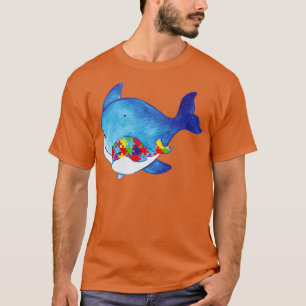 Autism Baby Whale Dad Mum Puzzle Autism Awareness T-Shirt