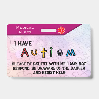 Autism Badge pink ID Badge