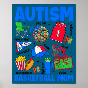 Autism basketball mum mama autism awareness poster