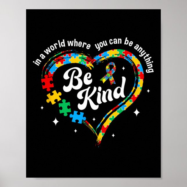 Autism Be Kind Women Men Kids Be Kind Autism Aware Poster (Front)