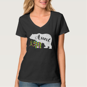 Autism Bear Aunt  Women's Autism Awareness Aunties T-Shirt