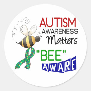 Autism BEE AWARE 1 Classic Round Sticker