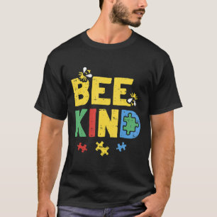 Autism-Bee Kind Autism Awareness  Puzzle Autistic  T-Shirt