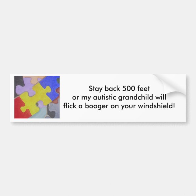 Autism booger 2 bumper sticker (Front)