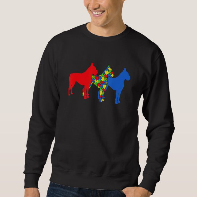 Autism Boxer Dog Autism Awareness Puppy   Sweatshirt (Front)
