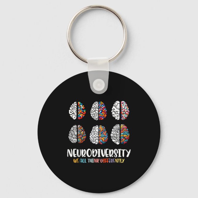 Autism brain neurodiversity asd awareness men wome key ring (Front)