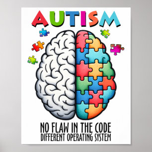 Autism Brain Puzzle No Flaw In The Code  Poster