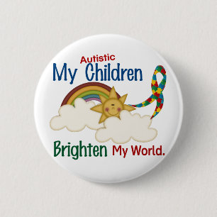 Autism BRIGHTEN MY WORLD 1 Children 6 Cm Round Badge