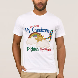 Autism BRIGHTEN MY WORLD 1 Grandsons T-Shirt