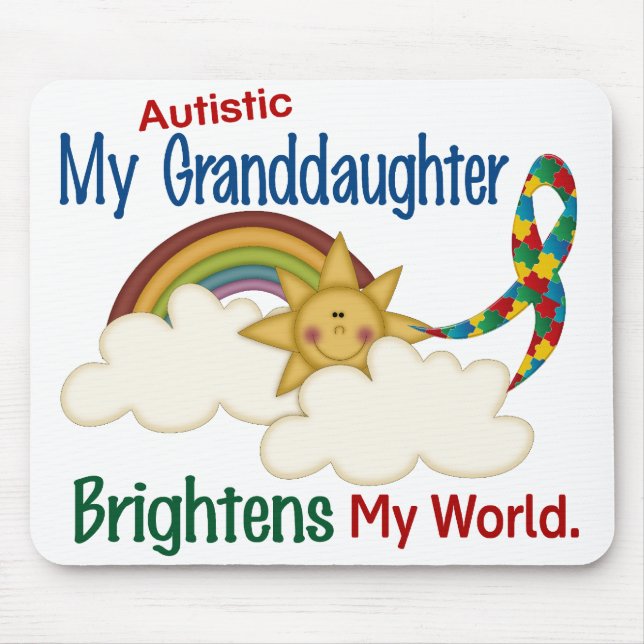 Autism BRIGHTENS MY WORLD 1 Granddaughter Mouse Pad (Front)