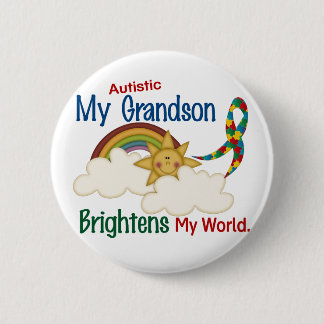 Autism BRIGHTENS MY WORLD 1 Grandson 6 Cm Round Badge